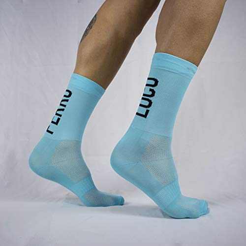 PERRO LOCO CLOTHES Calcetines Ciclismo Ultra Finos Compresivos Verano Transpirables Antibacterianos Compresión. Diseñados en Murcia. Fabricados en España. Ultralight. (Azul, 37-39)