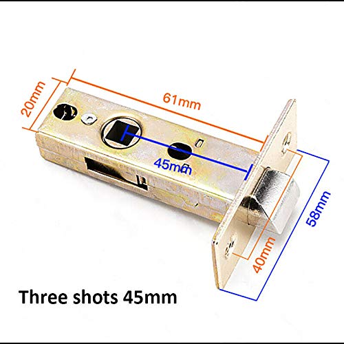Pestillo tubular, cerrojo de acero inoxidable, cierre tubular para puerta interna, cierre de resorte para inodoro de baño sin tornillos (tres disparos de 45 mm)