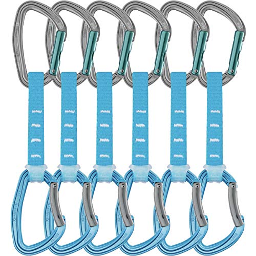 Petzl Djinn Axess - Pack de Mosquetones de Seguridad, Cintas Exprés, Unisex, para Adulto, 12 cm, Color Azul, Lote de 6 Unidades