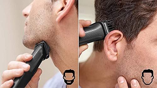 Philips MG3720/15 Recortadora 7 en 1 Maquina recortadora de barba y Cortapelos para hombre cara y cabeza, accesorios para nariz y orejas, 60 minutos de autonomía, Negro