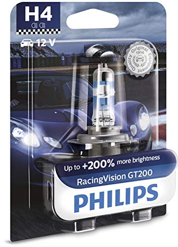 Philips RacingVision GT200 H4 bombilla faros delanteros +200%, blister individual