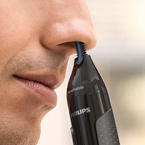 Philips - Recortadora para pelo para nariz, serie 3000 para nariz, oído y cejas, impermeable con sistema de protección, funciona con pilas, sin tirones, NT3650/16