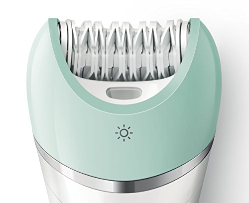 Philips Satinelle Advanced BRE620/00 - Depiladora Wet & Dry para mujer inalámbrica, 3 accesorios, verde y blanco