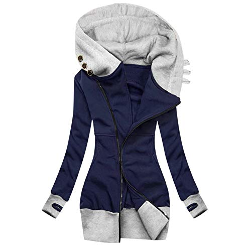 Pianshanzi Sudadera con capucha para mujer, chaqueta de entretiempo gruesa, transpirable, para exterior, cálida sudadera con cordón ajustable, ropa exterior larga con capucha, A1 gris., XXXL