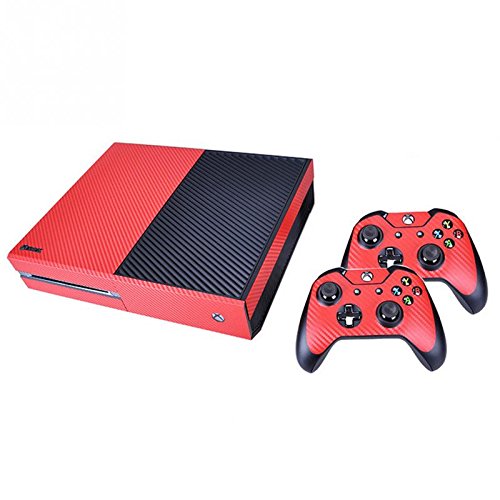 Pieles Autoadhesivas con Diseño De Fibra De Carbono; Xbox One Skins para Controlador Y Consola - Rojo