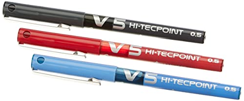 Pilot V5 - Rotulador tinta líquida (3 uds). Negro/Azul/Rojo