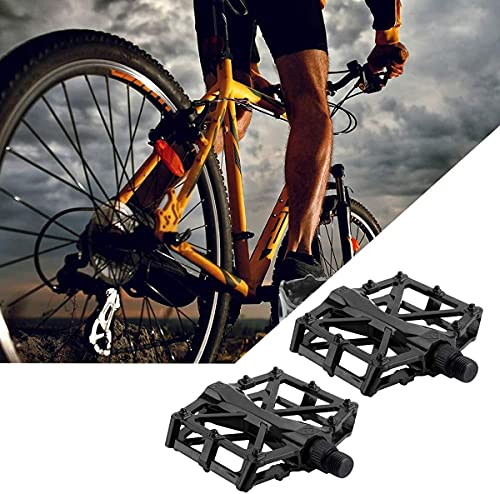 PIQIUQIU Universal Pedales Bicicleta Montaña Carretera, Aluminio Antideslizante 9/16 Pulgadas Pedales Ciclismo Durable, Ultraligero Bike Flat Pedals, Pedales MTB Bici BMX con Rodamiento Sellado,Negro