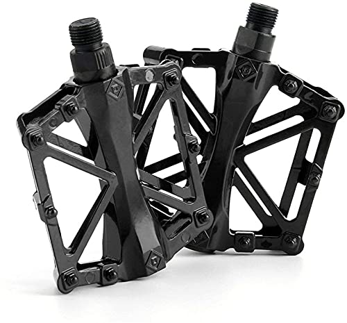 PIQIUQIU Universal Pedales Bicicleta Montaña Carretera, Aluminio Antideslizante 9/16 Pulgadas Pedales Ciclismo Durable, Ultraligero Bike Flat Pedals, Pedales MTB Bici BMX con Rodamiento Sellado,Negro