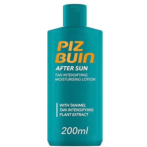 Piz Buin Protección Solar, After Sun Loción Hidratante, Intensificadora del Bronceado, 200 ml
