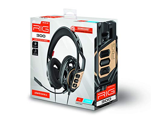 Plantronics RIG 300 auricular con micrófono Binaural Diadema Negro - Auriculares con micrófono (Consola de videojuegos + PC/Videojuegos, Binaural, Diadema, Negro, Alámbrico, 1,5 m)