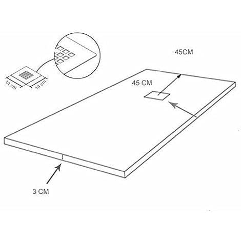 Plato de Ducha Resina Extraplano outletaseo – NEGRO RAL-9005- Todas las medidas disponibles - Antideslizante Textura Pizarra - Incluye Válvula desagüe+Rejilla (100x70 cm, Blanco Ral-9003)
