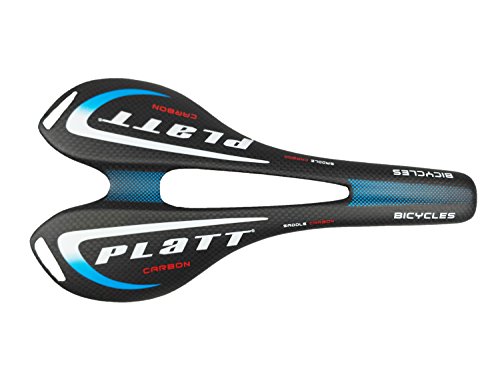 PLATT Sillín de Bicicleta fibra de carbono 3K Mate Sport Sillín Asiento para Bicicleta de Carretera y MTB,azul