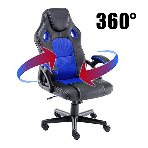 play haha. Silla de Escritorio para Videojuegos, Estilo de Carreras, Silla de Oficina giratoria, ergonómica, Silla de Trabajo con Soporte Lumbar, de Piel sintética con Silla de Trabajo Ajustable