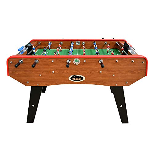 PLAY4FUN Futbolín de Bar Classic - 151 x 77 x 91 cm - Mesa de futbolín con Barras telescópicas, Color Madera de Roble y Bolas de Corcho Incluidas