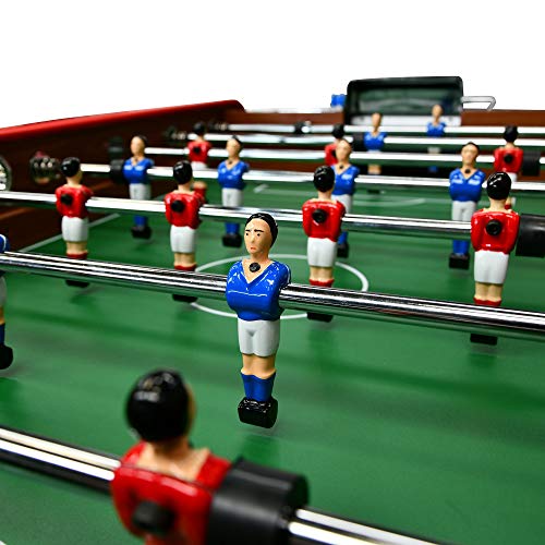 PLAY4FUN Futbolín de Bar Classic - 151 x 77 x 91 cm - Mesa de futbolín con Barras telescópicas, Color Madera de Roble y Bolas de Corcho Incluidas