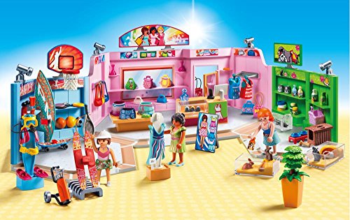 PLAYMOBIL- Paseo Comercial con 3 Tiendas, Multicolor, única (9078)