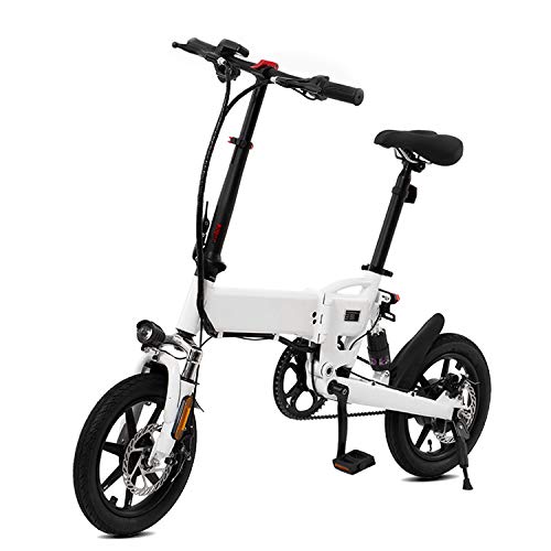 Plegable Bicicleta Eléctrica, Bicicleta De Crucero De 14" Adult Bicicleta Plegable 250W del Motor, A 30 Km De Largo Alcance, Ciudad E-Bici con El Pedal Y La Cadena,Negro,36V 5.2Ah