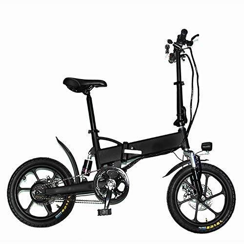 Plegable Bicicleta Eléctrica, Bicicleta De Crucero De 14" Adult Bicicleta Plegable 250W del Motor, A 30 Km De Largo Alcance, Ciudad E-Bici con El Pedal Y La Cadena,Negro,36V 5.2Ah