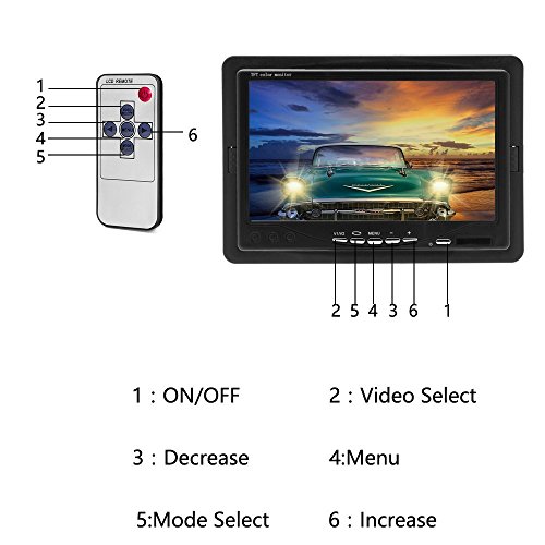 podofo Coche Copia de Seguridad cámara Resistente al Agua 18 IR LED de visión Nocturna inversa cámara + 7 "TFT Monitor de visión Trasera para RV/Autobús/Remolque/Camión