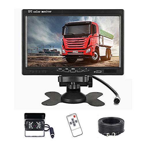 podofo Coche Copia de Seguridad cámara Resistente al Agua 18 IR LED de visión Nocturna inversa cámara + 7 "TFT Monitor de visión Trasera para RV/Autobús/Remolque/Camión