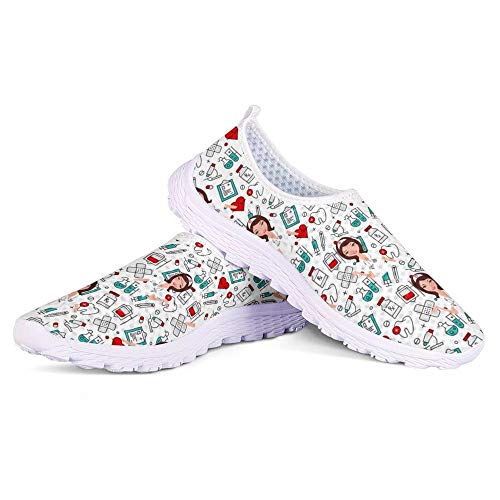 POLERO Nurse Zapatillas Zapatos Deportivos de Enfermera para Mujer Zapatos sin Cordones Zapatos de Trabajo Ligeros y cómodos para Caminar para Mujeres Talla 38