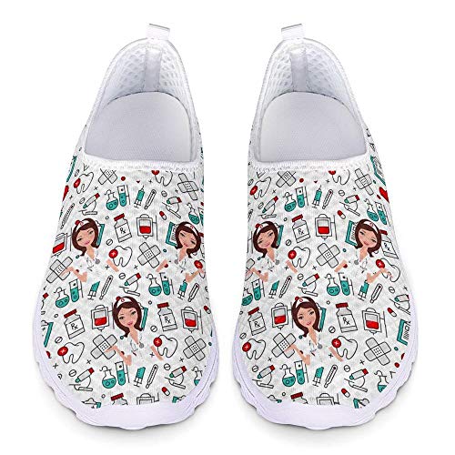 POLERO Nurse Zapatillas Zapatos Deportivos de Enfermera para Mujer Zapatos sin Cordones Zapatos de Trabajo Ligeros y cómodos para Caminar para Mujeres Talla 38