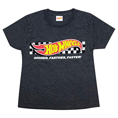 Popgear Hot Wheels Superior Más lejos más rápido Camiseta de los Muchachos de carbón 9-11 años