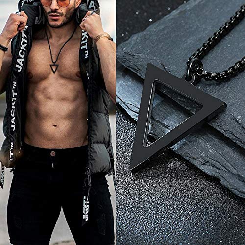 Popular Triángulo Cuadrado Entrelazado Colgante Masculino para Hombres De Acero Inoxidable Moderno Collar De Streetwear Apilable Geométrico De Moda Style13