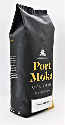 Por Moka Port Colombia En Grano, Chocolate Negro, 1000 Gramo