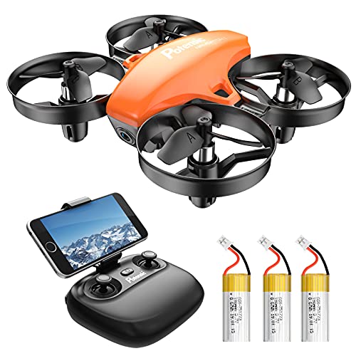 Potensic Mini Drone para Niño, Naranja Drone con Cámara HD con 3 Baterías Vuelo de 24 Mins RC Quadcopter 2.4G 6 Ejes, WiFi FPV en Tiempo Real Dron con Control Remoto A20W