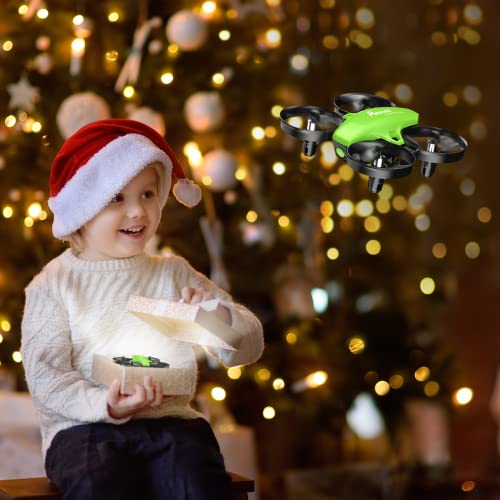 Potensic Mini Drone para Niños, Drone A20 Quadcopter con Control Remoto, Un Botón de Despegue y Aterrizaje, Modo sin Cabeza, Fácil de Llevar, 3 Modos de Velocidad, 3 Baterías, Verde