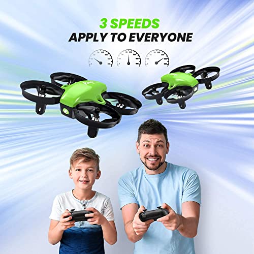 Potensic Mini Drone para Niños, Drone A20 Quadcopter con Control Remoto, Un Botón de Despegue y Aterrizaje, Modo sin Cabeza, Fácil de Llevar, 3 Modos de Velocidad, 3 Baterías, Verde