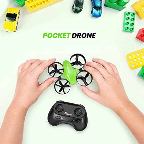 Potensic Mini Drone para Niños, Drone A20 Quadcopter con Control Remoto, Un Botón de Despegue y Aterrizaje, Modo sin Cabeza, Fácil de Llevar, 3 Modos de Velocidad, 3 Baterías, Verde