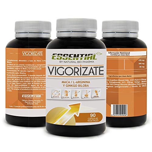 Potente Vigorizante natural | Booster de Testosterona | Maca Andina Pura + L- Arginina LKG + Ginkgo Biloba | Acción Afrodisiaca natural y estimulante muscular | Potencia tus entrenamientos | 90 Caps.