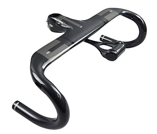 PPLAS Bicicleta de Carretera de Carbono Manillar de la Bicicleta Manillar Ultra luz manillares Integrados y el vástago del Manillar de Carbono 353g (Color : 400 90mm)