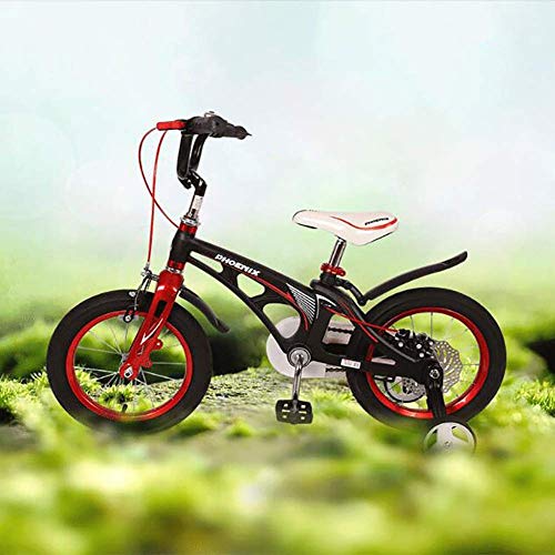 Present Trike Bicicleta para niños con ruedas de entrenamiento para bicicleta de 12 14 pulgadas, freno delantero Freno de disco trasero Manillar plegable Bicicleta para niños, para niños y niñas de 2