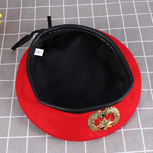 PRETYZOOM Hombres de Boina para Sombreros Gorra para Hombre Guarnición Boinas Militares Boina Francesa Baile Cuadrado Rojo Estrella de Ocho Puntas Gorra de Lana Sombrero de Boina Sombrero