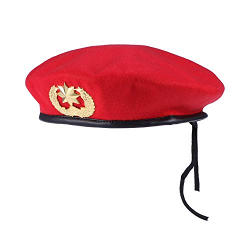 PRETYZOOM Hombres de Boina para Sombreros Gorra para Hombre Guarnición Boinas Militares Boina Francesa Baile Cuadrado Rojo Estrella de Ocho Puntas Gorra de Lana Sombrero de Boina Sombrero