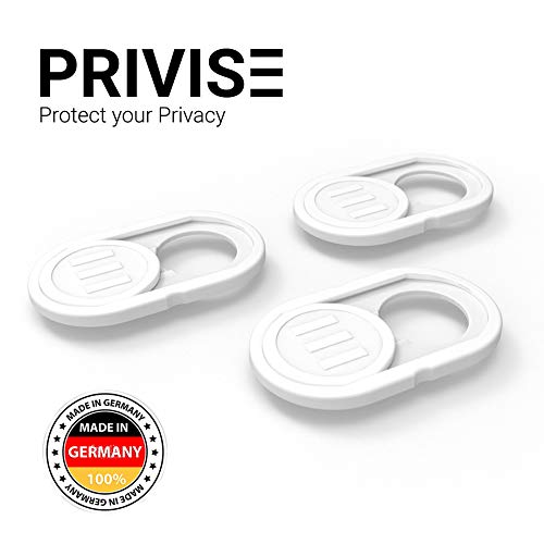 Privise – Cubierta para Webcam, Cámara de Celular, Smartphone, Teléfono Inteligente, Laptop, Computadora de Escritorio, Protector de Privacidad de plástico Ligero, 3 Piezas – Blanco