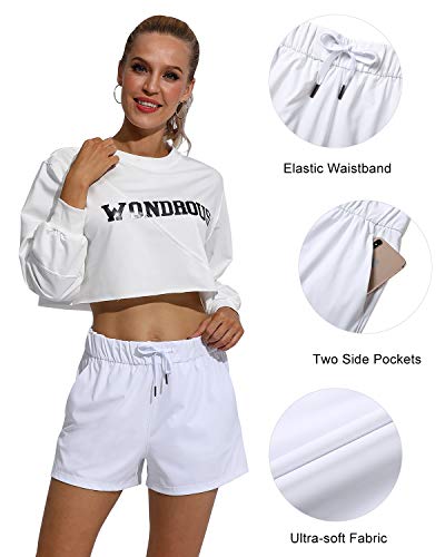 Promover Pantalones Cortos Deportivos para Mujer con Cordón Cómodos Secado Rápidocon con Bolsillos Aire Libre para Gimnasio Jogging Fitness