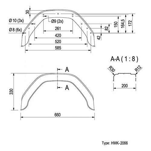 ProPlus Guardabarros de plástico para remolques de automóviles, 200 x 660 mm