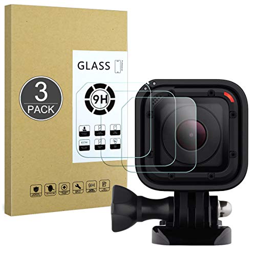 Protector de Pantalla Compatible con GoPro Hero4/Hero5 Session,[Resistente a Rayones,Alta Definición,Sin Burbujas],E-Hamii[3 Piezas]Protector de Vidrio Templado para GoPro Hero4/Hero5 Session