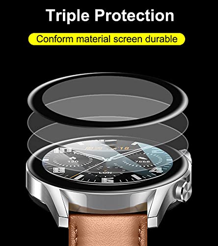 Protector de pantalla para Garmin Vivoactive 4 45mm, 3 piezas Película protectora de borde suave curvo 3D [Antirrayas] [Sin burbujas] [Ultra irrompible] [Alta sensibilidad] (Vidrio no templado)