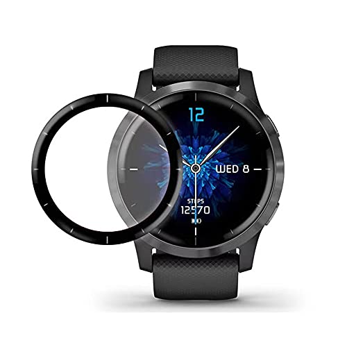 Protector de pantalla para Garmin Vivoactive 4 45mm, 3 piezas Película protectora de borde suave curvo 3D [Antirrayas] [Sin burbujas] [Ultra irrompible] [Alta sensibilidad] (Vidrio no templado)