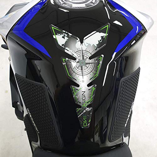 Protector universal resinado para depósito de combustible de motocicletas con diseño de brújula, CGMOS110VP, verde fluorescente