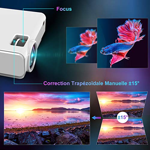 Proyector WiFi Bluetooth, 6000 Lúmenes TOPTRO Proyector Soporte 1080P Full HD, Mini Proyector Portátil, Zoom X/Y, Proyector WiFi LED 100000H, Proyector para movil/Fire TV Stick/PS5 con Cable HDMI y AV