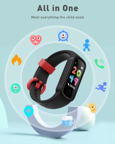 Pulsera Actividad Inteligente Niños Niñas Reloj Inteligente con Cuenta Familiar, IP68 Impermeable Smartwatch con Pulsómetros Monitor de Sueño, Pulsera Deportivo Podómetro Contador Caloría