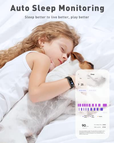 Pulsera Actividad Inteligente Niños Niñas Reloj Inteligente con Cuenta Familiar, IP68 Impermeable Smartwatch con Pulsómetros Monitor de Sueño, Pulsera Deportivo Podómetro Contador Caloría