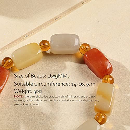 Pulsera de jade natural Xinjiang Imperial Jade Ladrillo Blanco Pulsera Estástica Chakra Piedra Espiritual Reiki Curación CRISTAL Pulsera Lucky Rica Amuleto Talismán para el éxito Dinero Suerte