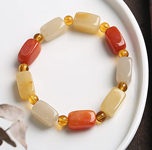 Pulsera de jade natural Xinjiang Imperial Jade Ladrillo Blanco Pulsera Estástica Chakra Piedra Espiritual Reiki Curación CRISTAL Pulsera Lucky Rica Amuleto Talismán para el éxito Dinero Suerte